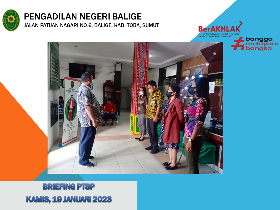 BRIEFING PTSP PENGADILAN NEGERI BALIGE, 19 JANUARI 2023